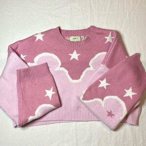 The Ragged Priest Milk It Pink Cropped Long Sleeve Cowgirl Sweater UK 10 / US 6